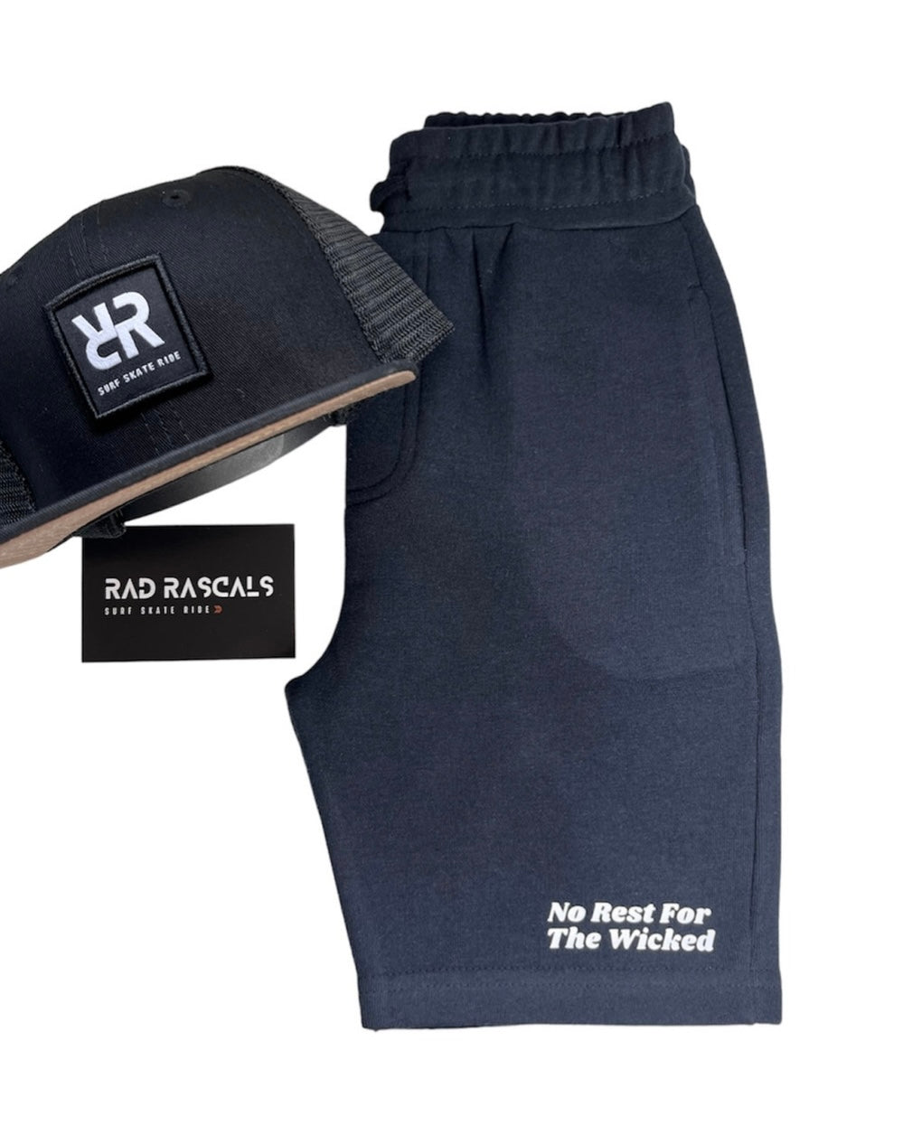 Black ‘No rest for the Wicked’ Shorts